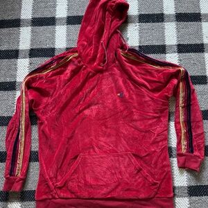 AVIATOR NATION VELVET RELAXED PULLOVER HOODIE - RED